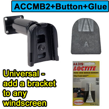 Universal glue mount kit to fit rear view mirror monitor in kit to the windscreen