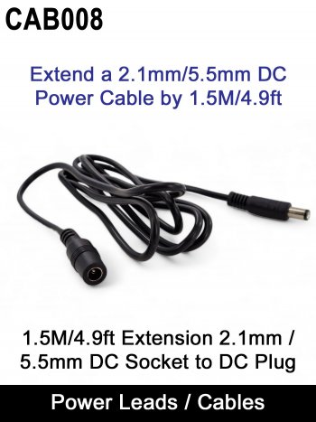 1.5M 2.1mm / 5.5mm DC Extension Cable | CAB008