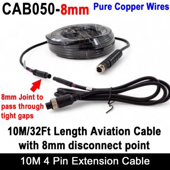 10M / 32FT 4 Pin Extension Cable for Reversing Camera with 8mm disconnect point | CAB050-8mm