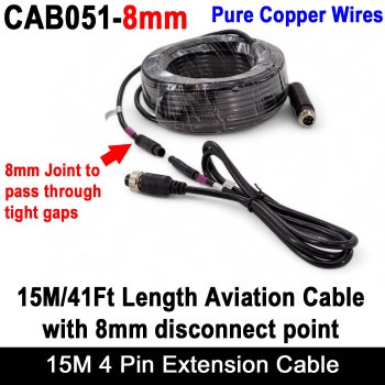 15M / 49FT  4 Pin Extension Cable with 8mm disconnect point for tight cable runs | CAB051-8mm