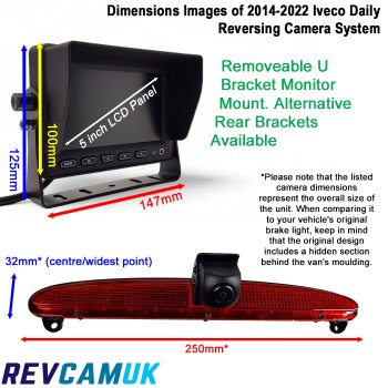 2014-2022 Iveco Daily Brake Light Reversing Camera kit with 5" Dash Monitor | PM59BLR