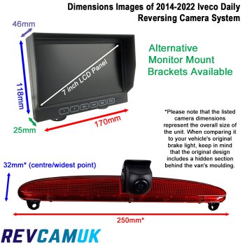 2014-2022 Iveco Daily Brake Light Reverse Camera kit with 7" Dash Monitor | PM69BLR