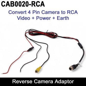 Male 4 Pin to RCA Reversing Camera Adaptor Cable (Bare Wire Power Version) | CAB0020-RCA