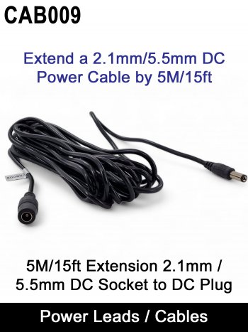 5M 2.1mm / 5.5mm DC Extension Cable | CAB009