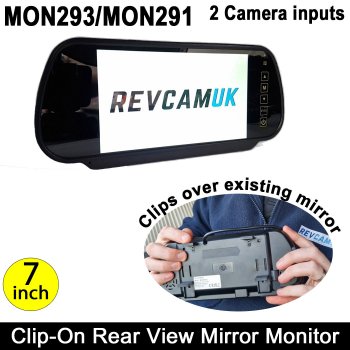 7" Clip-Over Rear View Mirror Monitor | MON293 (4 Pin) or MON291 (RCA)