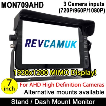 7" dash mount monitor suitable for AHD 720P / 960P / 1080P AHD signal reverse camera inputs