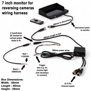 7" Monitor for Reversing/ Rear View Cameras | MON509D