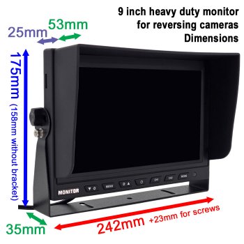 9" Monitor for Reversing and Rear View Cameras | MON9010