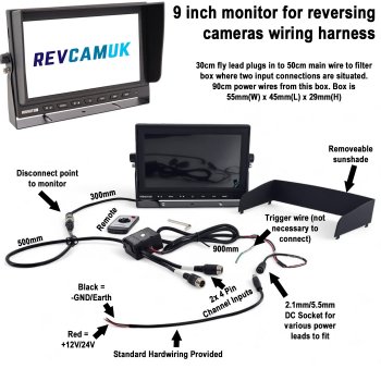 9" Monitor for Reversing and Rear View Cameras | MON9010