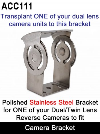 Polished Stainless Steel Bracket for ONE unit from a Twin/Dual Lens Reverse Camera | ACC111