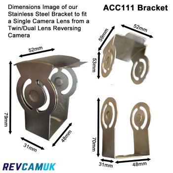 Polished Stainless Steel Bracket for ONE unit from a Twin/Dual Lens Reverse Camera | ACC111