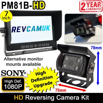 Black Sony AHD High Definition Bracket Reversing Camera Kit with 7" Heavy Duty Monitor | PM81B-HD