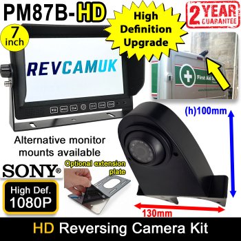 High-Def Black Roof Mount Overhang Sony AHD Reverse Camera Kit with 7" Heavy Duty Display | PM87B-HD