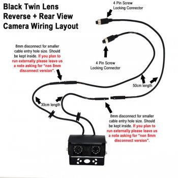 Black Bracket Sony CCD Dual Lens Reversing + Rear View Camera Kit with Mirror Monitor | PM33B-SD