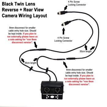 Black Bracket Sony High Definition Dual Lens Reversing + Rear View Camera Kit with Mirror Monitor | PM33B-HD