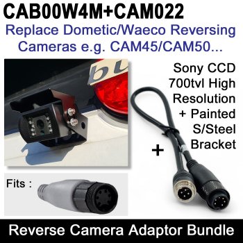 Replacement Reversing Camera for CAM45 CAM50 etc. Burstner, Baileys, Dometic, Waeco | CAB00W4M+CAM022