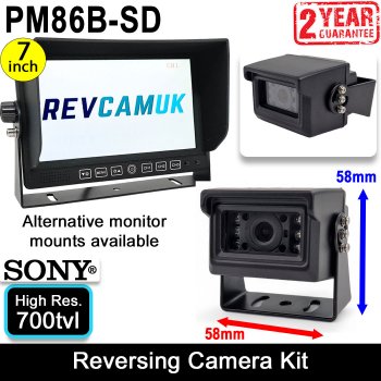 Compact Black Sony CCD Reversing Camera Kit with 7" Heavy Duty Display | PM86B-SD