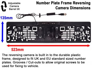 Number Plate Frame Reversing Camera Kit with Mirror Monitor and Wireless Sender/Receiver | DW35F