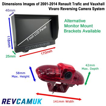 Renault Trafic/Vauxhall Vivaro (2001-2014) Reversing Camera Kit for Brake Light with 7" Monitor | PM69BLEB