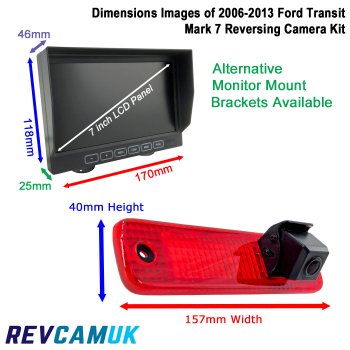 Mk7 Ford Transit 2006-2013 Brake Light Reverse Camera Kit with 7" Monitor | PM69BLM