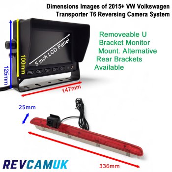 Reversing Camera Kit for VW Volkswagen Transporter T6 Tailgate Vans with 5" Display | PM59BLL