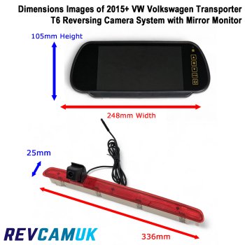 VW Volkswagen Transporter T6 Tailgate Reversing Camera Kit for Brake Light with Mirror Monitor Display | PM39BLL