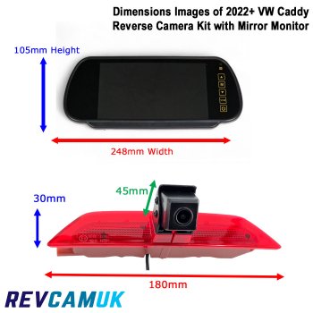 2020+ VW Volkswagen Caddy Reversing Camera Kit for Brake Light with Mirror Monitor Display | PM39BLPB