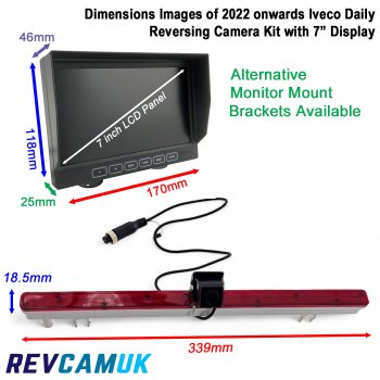 2022+ Iveco Daily Brake Light Reverse Camera kit with 7" Dash Monitor | PM69BLRB