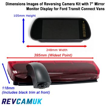 Ford Transit Connect 2013+ Brake Light Reverse Camera Kit with 7" Mirror Monitor | PM39BLS