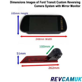 Ford Transit Custom (LED Version) 2016-Present Brake Light Reverse Parking Camera Kit with 7" Mirror Monitor | PM39BLH