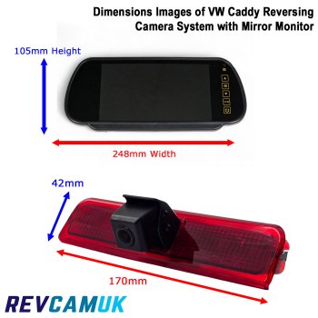 VW Volkswagen Caddy Reversing Camera Kit for Brake Light with Mirror Monitor Display | PM39BLP