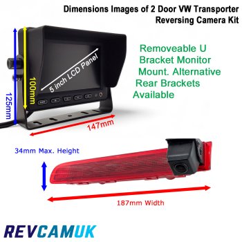 VW Volkswagen Transporter T5 / T6 2 Door / Barn Door Brake Light Reverse Camera Kit | PM59BLK