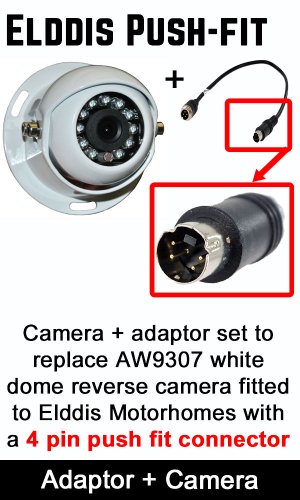 Camera bundle compatible with Elddis motorhomes to replace an AW9307 camera with 4 pin push fit