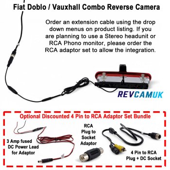 Fiat Doblo and Vauxhall Combo Reverse Camera for Brake Light | CAM831