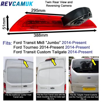 Dual Lens Ford Transit Reversing and Rear View Camera Kit with 5" Display (2014+ Vans) | PM59BLCTW