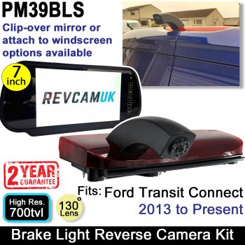 Ford Transit Connect 2013+ Brake Light Reverse Camera Kit with 7" Mirror Monitor | PM39BLS