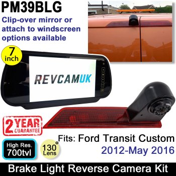 Ford Transit Custom (Bulb Version) 2012-2016 Brake Light Reverse Camera Kit with 7" Mirror Monitor | PM39BLG