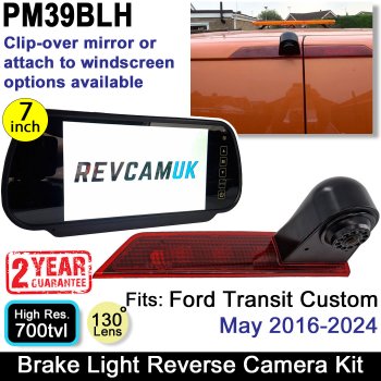 Ford Transit Custom (LED Version) 2016-Present Brake Light Reverse Parking Camera Kit with 7" Mirror Monitor | PM39BLH