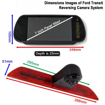 Ford Transit 2014+ Brake Light Reverse Camera Kit with 7" Mirror Monitor | PM39BLC