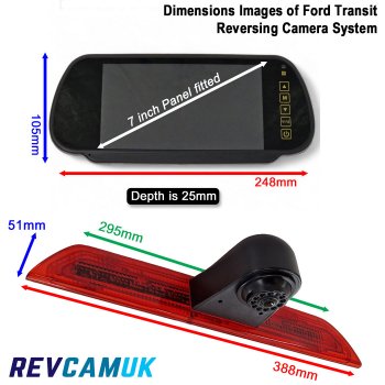 Ford Transit 2014+ Brake Light Reverse Camera Kit with 7" Mirror Monitor | PM39BLC