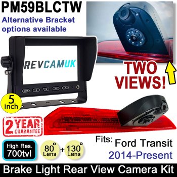 Dual Lens Ford Transit Reversing and Rear View Camera Kit with 5" Display (2014+ Vans) | PM59BLCTW