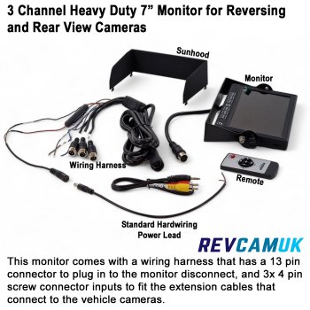 Mini Bolt to Number Plate Reversing Camera Kit with 7" Heavy Duty Dash Monitor | PM85J-SD