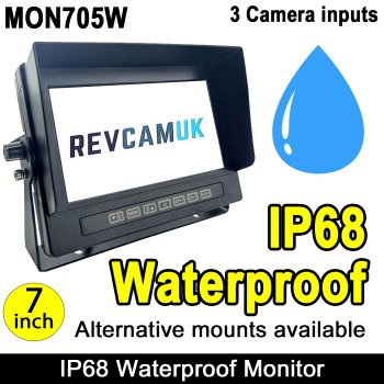 IP68 Waterproof monitor for rear view reversing cameras 12V / 24V