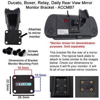 Some Ducato, Relay, Boxer, Iveco Daily Van Swan neck bracket for non clip-over mirror monitors | ACCMB7