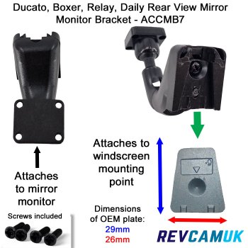 Earlier Ducato/Relay/Boxer van* Swan neck bracket for non clip-over mirror monitors | ACCMB7