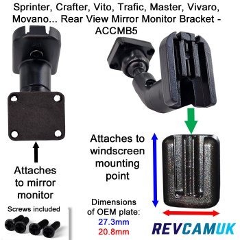 Mercedes Sprinter, Vito, VW Crafter, Renault Trafic, Master, Vivaro, Movano mount for bracket mirror monitors | ACCMB5