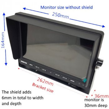 10" Split Screen / Quad Monitor suitable for 720P / 1080P AHD Signal reversing / blind spot side cameras - MON1010QAHD