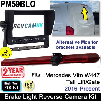 Mercedes Vito Tail Lift Door (2016-Present) Reversing Camera Kit to fit Brake Light with 5" Monitor | PM59BLO