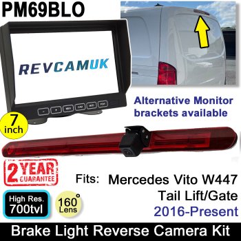 Mercedes Vito Tail Lift Door (2016-Present) Reversing Camera Kit to fit Brake Light with 7" Monitor | PM69BLO