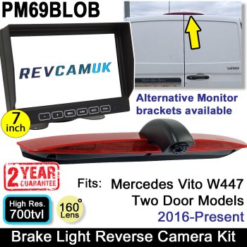 Mercedes Vito 2 Door / Double Door (2016-Present) Reversing Camera Kit to fit Brake Light with 7" Monitor | PM69BLOB